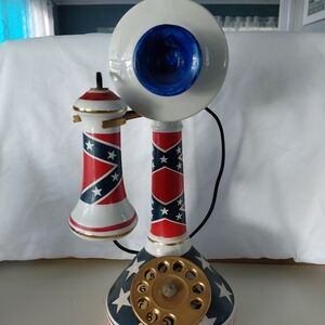 Vintage Style Rotary Phone with Red, White & Blue, and Gold Accents